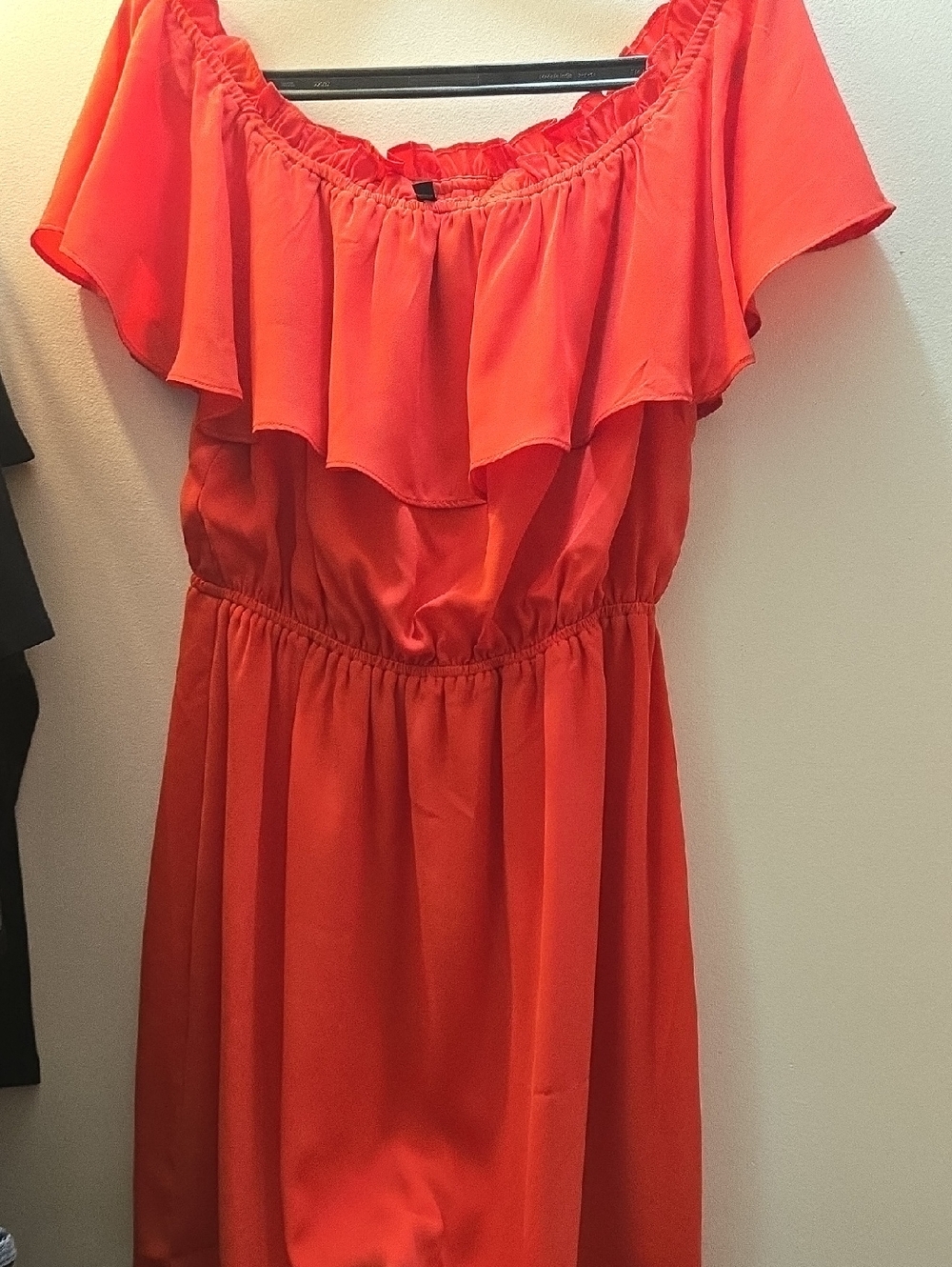 Express Red Off-Shoulder Ruffle Dress